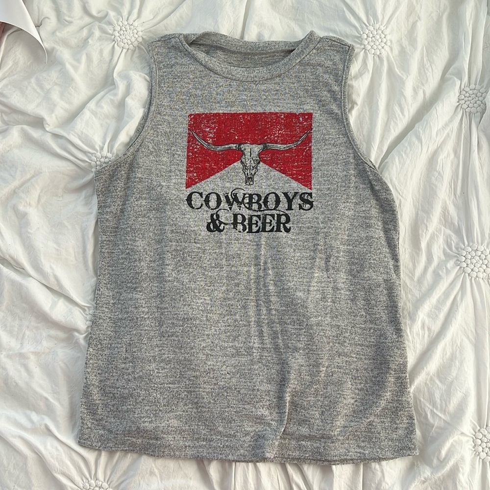 Cowboys and Beer Tank Top from SHEIN, size M